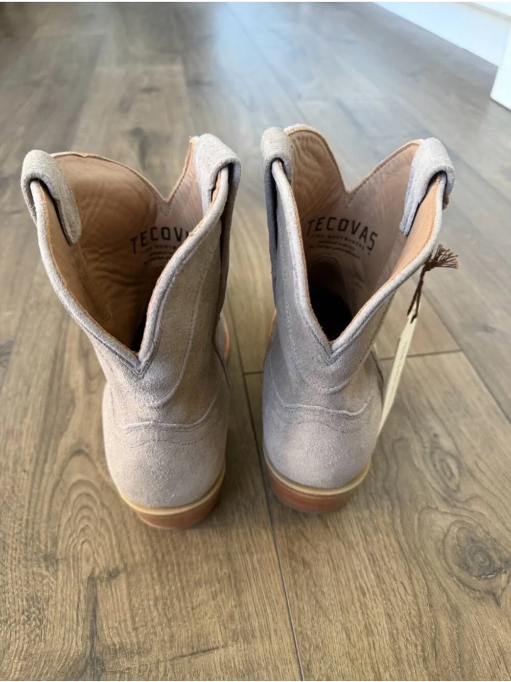 Tecovas Women's Suede Ankle Boots - Light Gray Suede